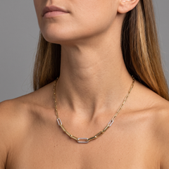 Elongated Paperclip 14K (or 18k upon request) Yellow Gold Chain Necklace