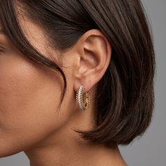Leaf Link Diamond 14K (or 18k upon request) Yellow Gold Hoop Earrings