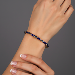 Royal Radiance 14K (or 18k upon request) Yellow Gold Enamel Blue Topaz Bracelet