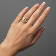 High Polish Triple Diamond 14K (or 18k upon request) Yellow Gold Bands Ring