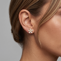 Floral Bloom 14K (or 18k upon request) Gold Diamond Stud Earrings