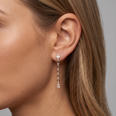 Teardrop Chain Link 14K (or 18k upon request) Yellow Gold Diamond Drop Earrings