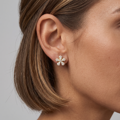 Petal Cluster 14K (or 18k upon request) Yellow Gold Jelly Fish Diamond Earrings