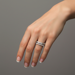 Layered Diamond 14K (or 18k upon request) White Gold Band Eternity Ring
