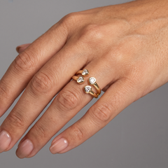 Pink Sapphire Diamond 14K (18k upon request) Yellow Gold Emerald Open Wrap Ring