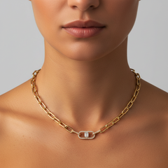 Chunky Diamond 14K (18k upon request) Yellow Gold Pave Paperclip Chain Necklace