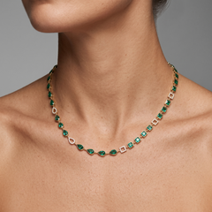 0,59-Karat-Diamant- und schwarzemaillierte Gliederkette aus 14-karätigem Gelbgold