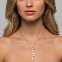 0.92ctw Round Diamond 14K Yellow Gold Lariat Necklace