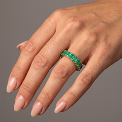 Eternity Emerald Green 14K (or 18k upon request) Yellow Gold Band Ring