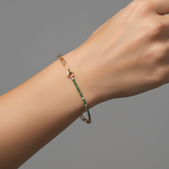 Emerald Link 14K (or 18k upon request) Yellow Gold Tennis Chain Bracelet