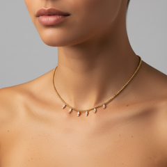 20 Pear Shape Diamond 14K (or 18k upon request) Yellow Gold Necklace