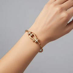 Diamond Buckle Clasp 14K (or 18k upon request) Yellow Gold Chain Bracelet