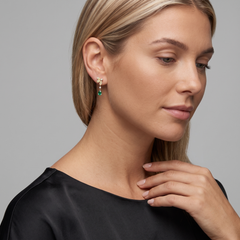 Cluster Teardrop 14K (or 18k upon request) Yellow Gold Emerald Drop Earrings