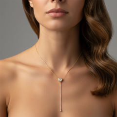 Heart Baguette 14K (or 18k upon request) Yellow Gold Diamond Necklace