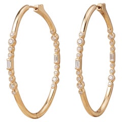 Golden Passion 14K (or 18k upon request) Yellow Gold Hoops Diamond Earrings