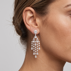 Opal Shine 18K Yellow Gold Diamond Drape Earrings