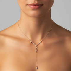 Diamond Link 14K (or 18k upon request) Yellow Gold Lariat Necklace