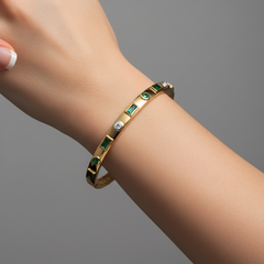 Jade Eclipse 14K (or 18k upon request) Yellow Gold Emerald Cut Bracelet