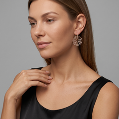 Concentric Circle Diamond 14K (or 18k upon request) Yellow Gold Drop Earrings