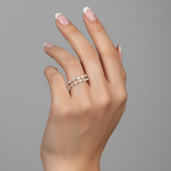 Double Row Pear Cut 14K (or 18k upon request) Yellow Gold Diamond Ring