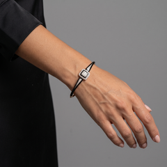 Black Enamel Emerald Cut 14K (or 18k upon request) Gold Diamond Bracelet