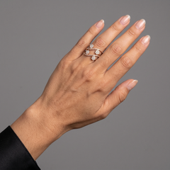 Floral Band 14K (or 18k upon request) Yellow Gold Multi Row Diamond Flower Ring