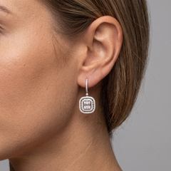Asscher Cut 14K (or 18k upon request) White Gold CZ Drop Earrings
