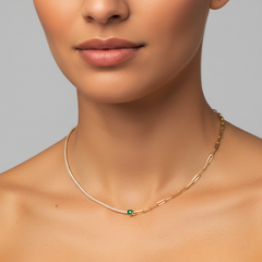 Gem Vintage Diamond 14K (or 18k upon request) Yellow Gold Link Necklace