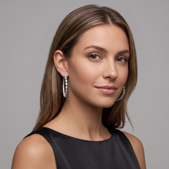 Teardrop Diamond 18K White Gold Eternity Hoop Earrings
