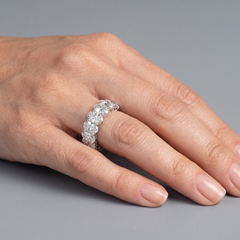 Oval Diamonds 14K (18K Custom) White Gold Accent Eternity Band Ring