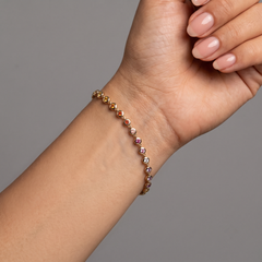 Aurora Spectrum Gemstone 14K (Custom) Yellow Gold Station Bracelet
