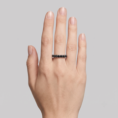 Black Diamond Eternity 14K (18K Custom) White Gold Band Ring