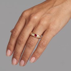 Ruby Heart 14K (or 18k upon request) Marquise Diamond Band Ring