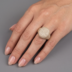 Celeste Aura 14K (18K Custom) Gold Diamond Pave Dome Ring
