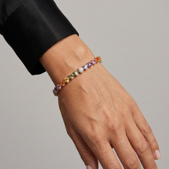 Celestial Heart Rainbow Sapphire & Diamond 14K (Custom) Gold Tennis Bracelet