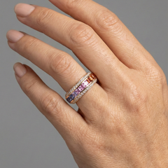 Distinctive Multicolor Sapphire 14K (18K Custom) Gold Band Ring