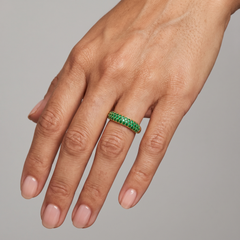Elegant Emerald Pave 14K (18K Custom) Gold Band Ring