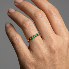 Emerald Round Green 14K (18K Custom) Gold Stacking Ring