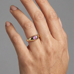 Heart-Cut Pink Sapphire 14K (18K Custom) Yellow Gold Band Ring