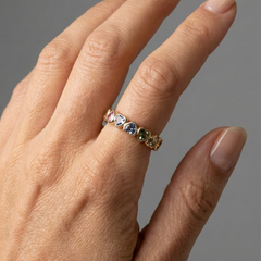 Heart-Shaped Multicolor 14K (18K Custom) Sapphire Eternity Band Ring