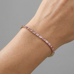 Lavender Dream 14K (Custom) Yellow Gold Baguette Bracelet