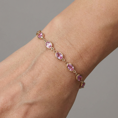 Lavender Marquise 14K (Custom) Yellow Gold Link Bracelet