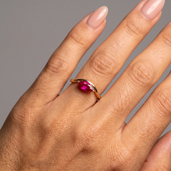 Marquise Ruby 14K Gold (18K Custom) Open Band Ring