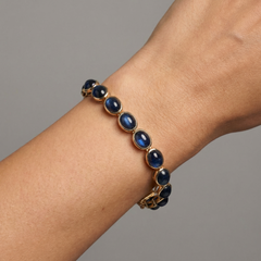 Midnight Oval Sapphire 14K Yellow Gold Link Bracelet