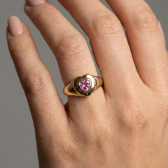 Minimal Heart 14K (18K Custom) Pink Sapphire Ring