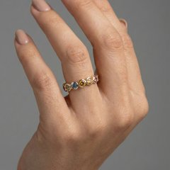 Multi-Color Gemstone 14K (18K Custom) Gold Bezel Eternity Ring