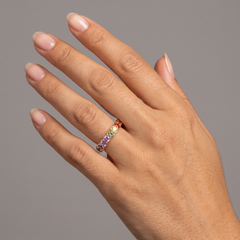 Multi-Color Sapphire 14K Gold (18K Custom) Full Eternity Band Ring