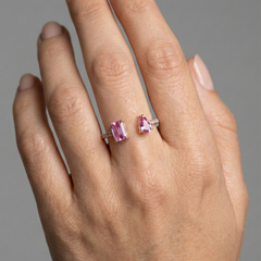 Open-Style Pink Sapphire 14K (18K Custom) Gold Diamond Accent Ring