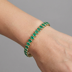 Oval Emerald 14K (18K Custom) Yellow Gold Tennis Bracelet
