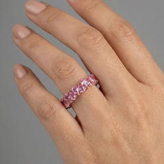 Pear Cut Pink Sapphire 14K (18K Custom) Rose Gold Eternity Ring